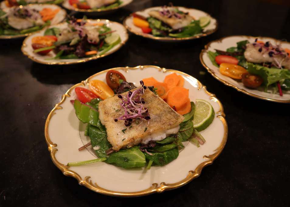 Privatkoch Ferylicious bereitet frischen Zanderfilet auf Blattsalat zu